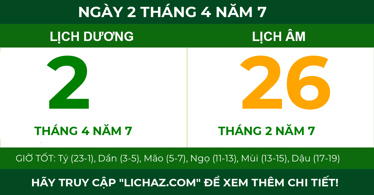 lịch âm ngày 2 tháng 4 năm 7