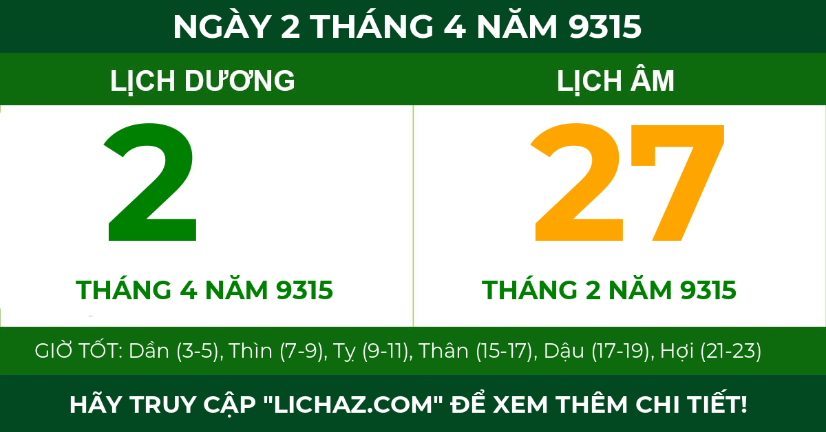 lịch âm ngày 2 tháng 4 năm 9315