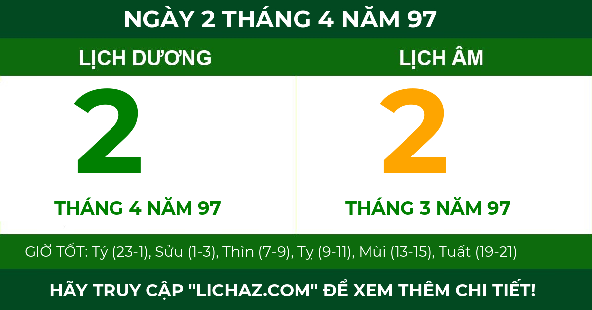 lịch âm ngày 2 tháng 4 năm 97