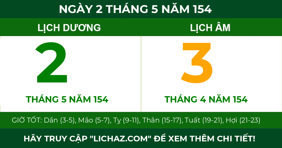 lịch âm ngày 2 tháng 5 năm 154