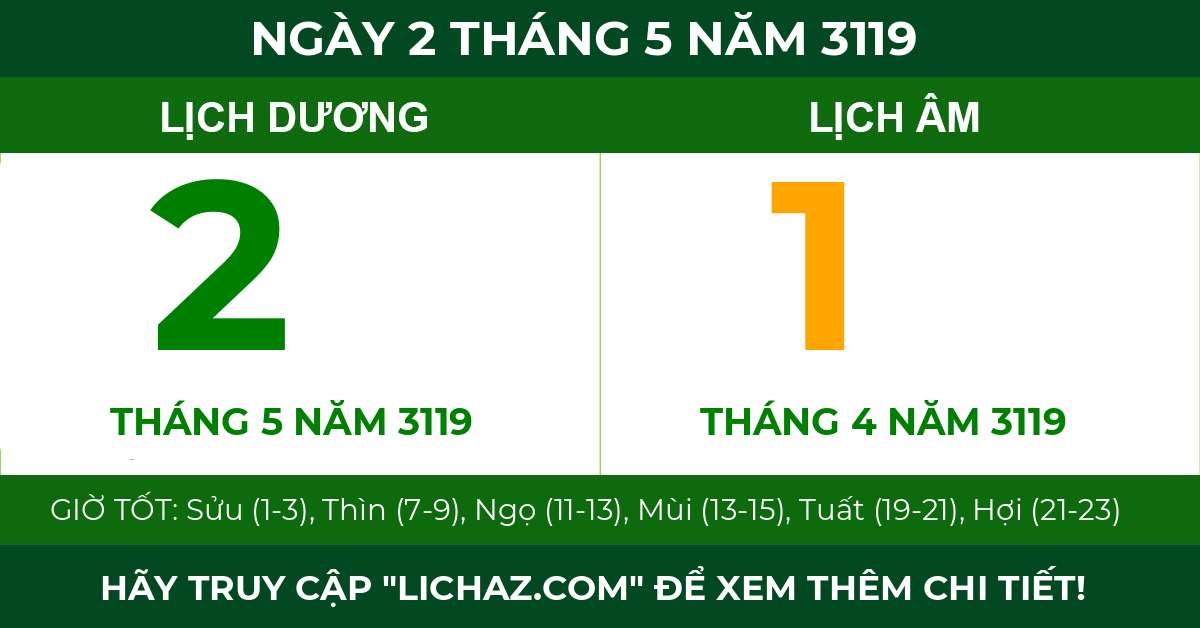 lịch âm ngày 2 tháng 5 năm 3119