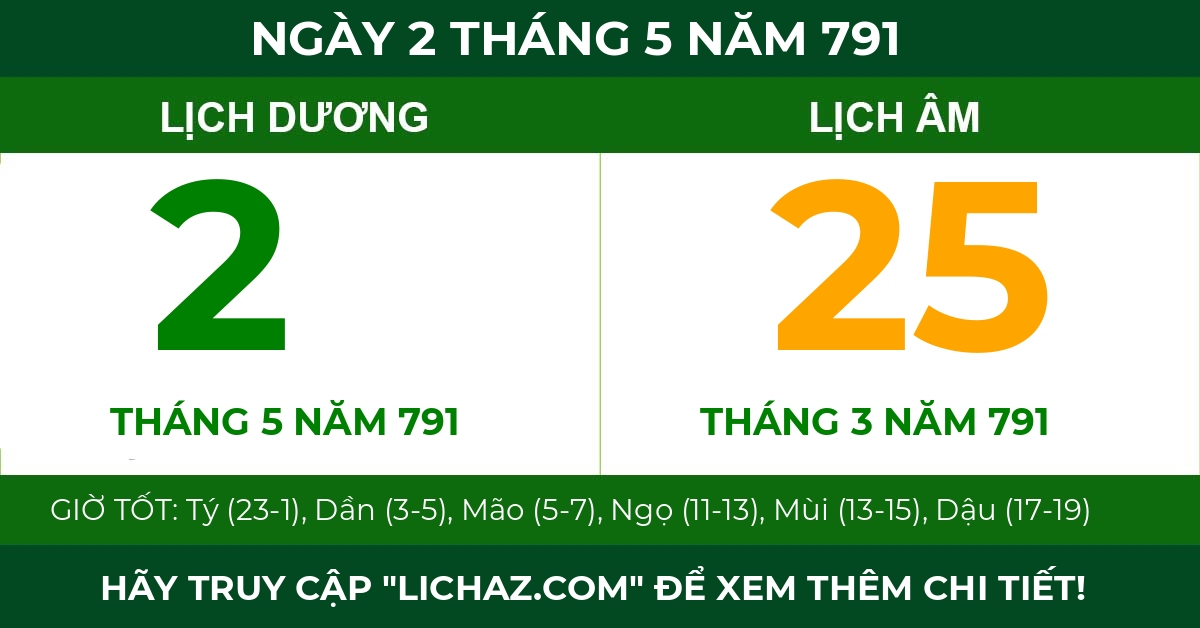 lịch âm ngày 2 tháng 5 năm 791