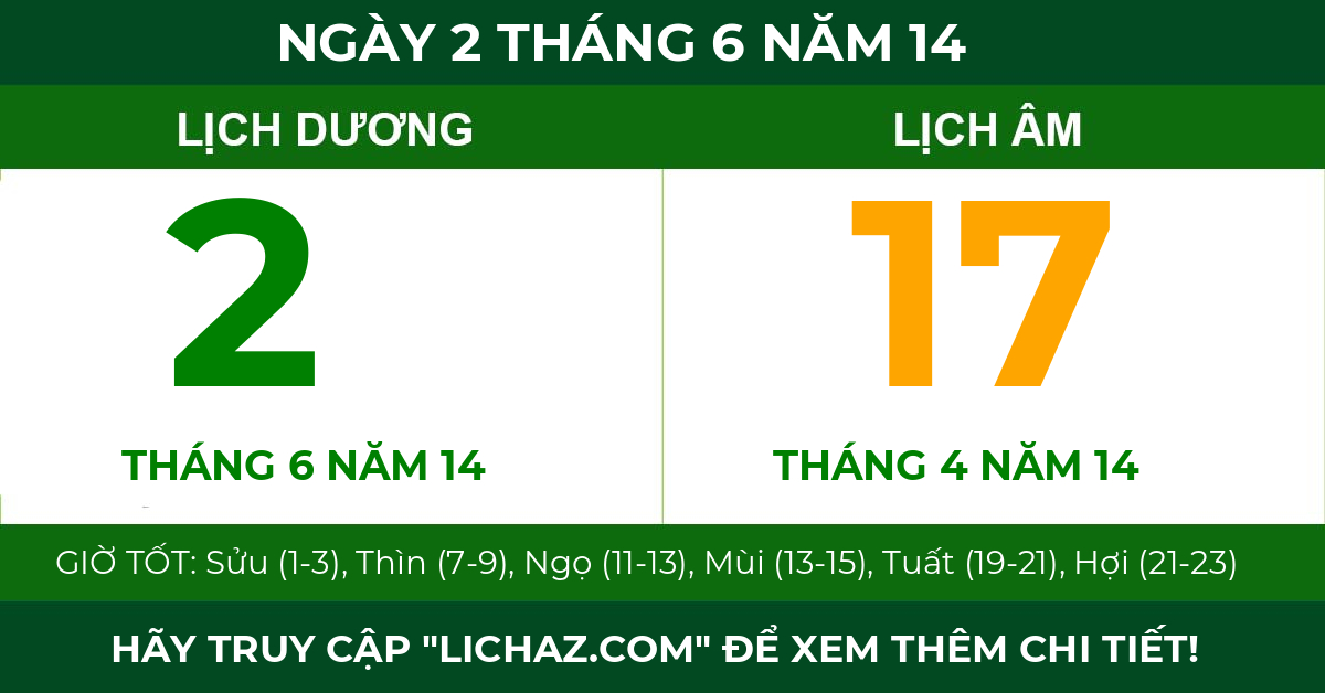 lịch âm ngày 2 tháng 6 năm 14