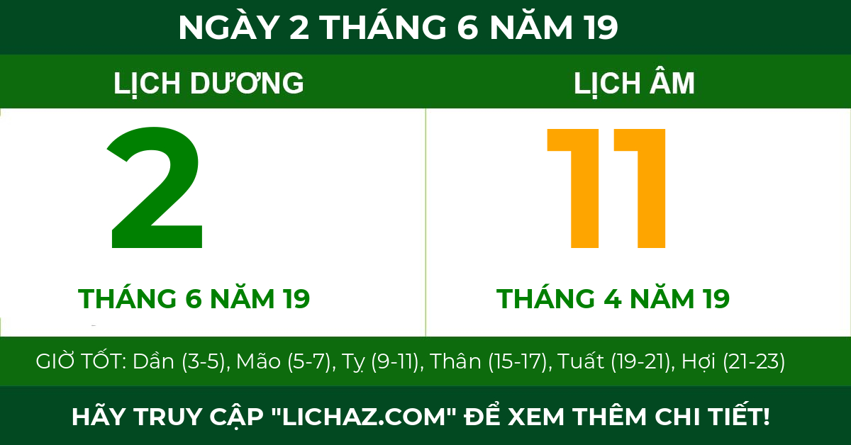 lịch âm ngày 2 tháng 6 năm 19