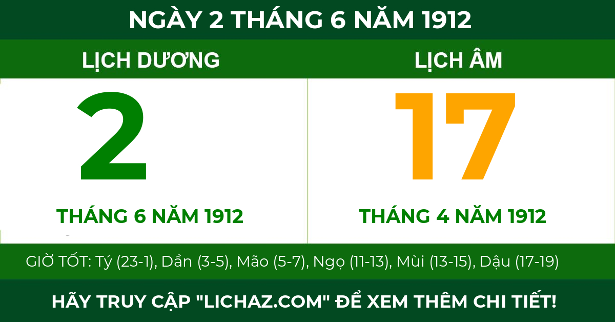lịch âm ngày 2 tháng 6 năm 1912