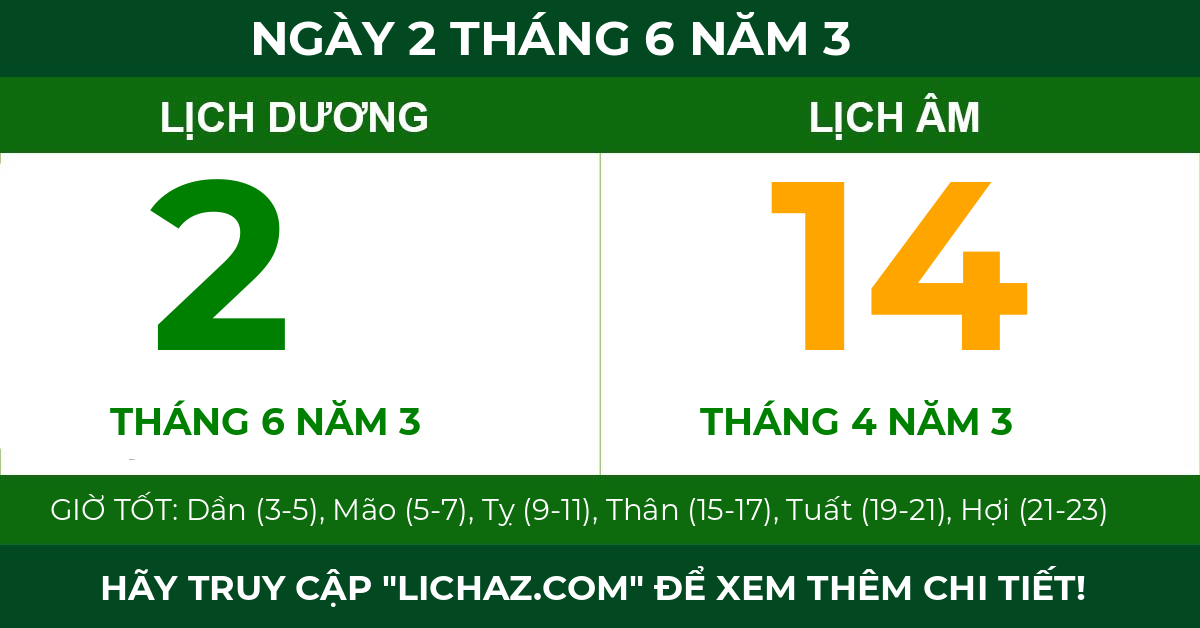 lịch âm ngày 2 tháng 6 năm 3