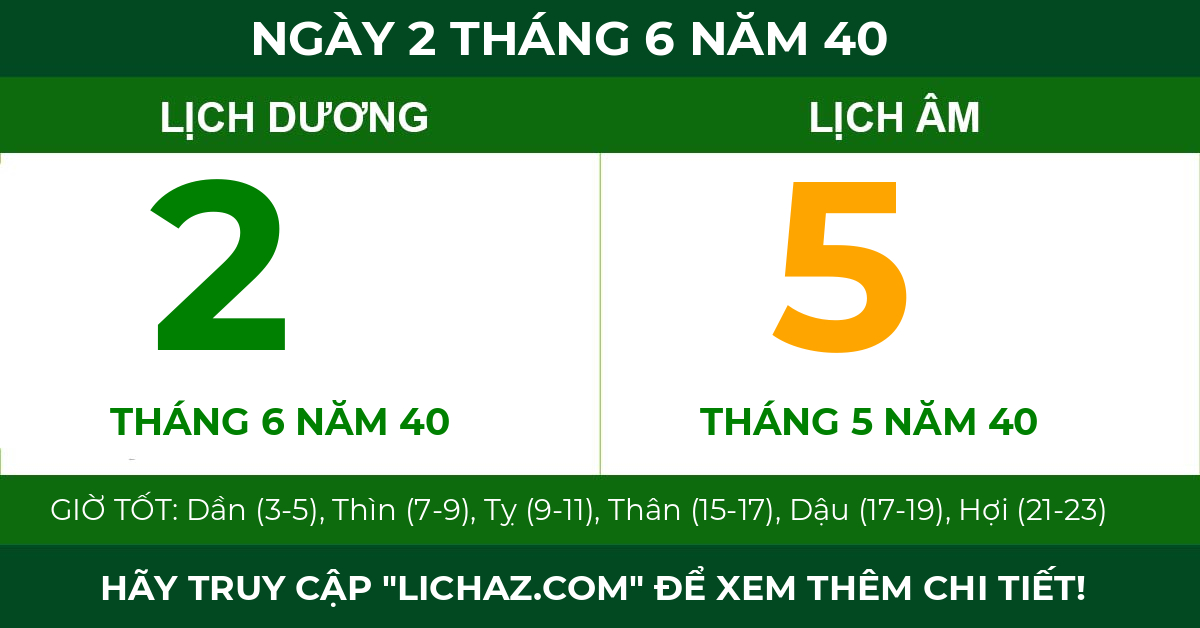 lịch âm ngày 2 tháng 6 năm 40