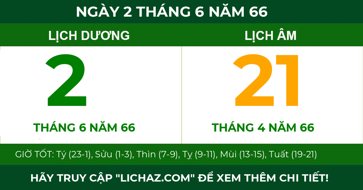 lịch âm ngày 2 tháng 6 năm 66