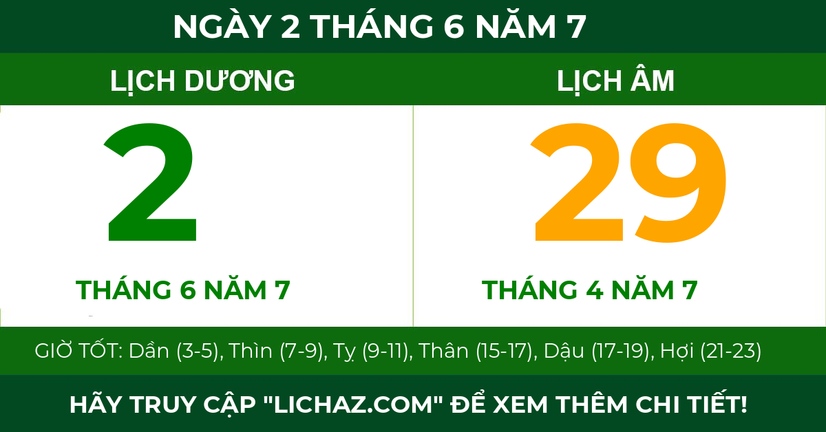lịch âm ngày 2 tháng 6 năm 7