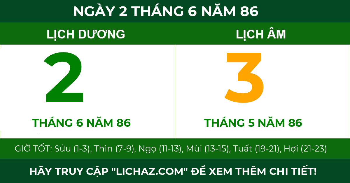 lịch âm ngày 2 tháng 6 năm 86