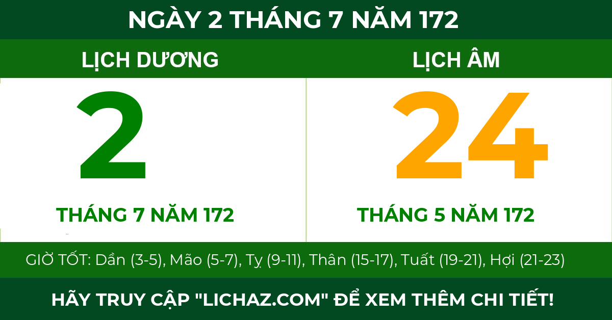 lịch âm ngày 2 tháng 7 năm 172