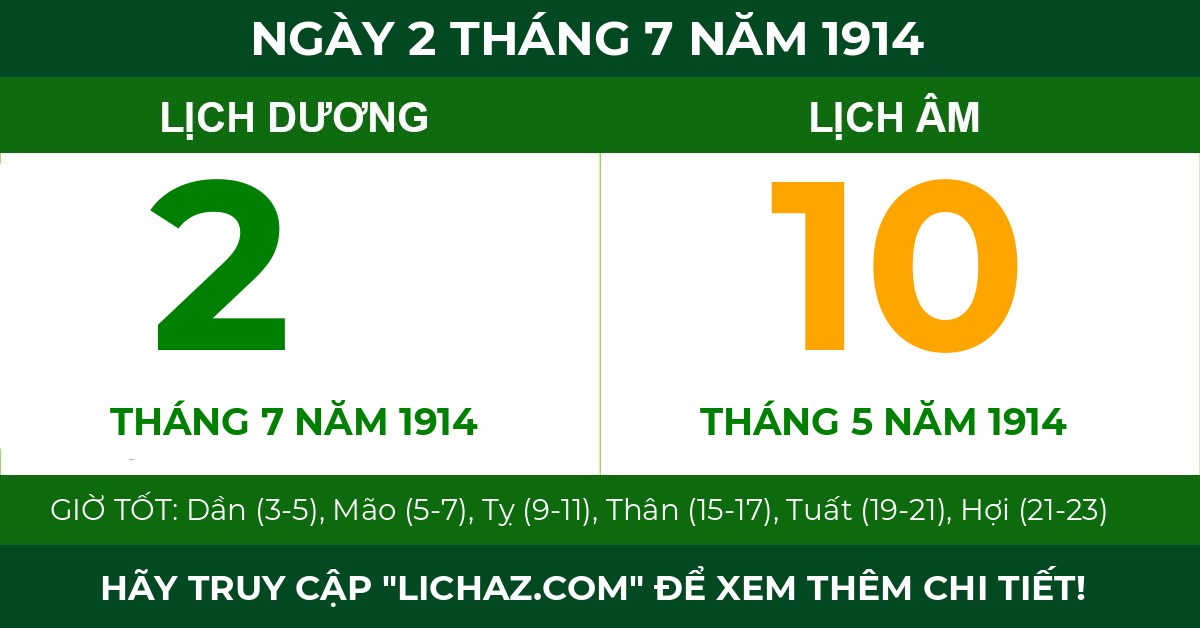 lịch âm ngày 2 tháng 7 năm 1914