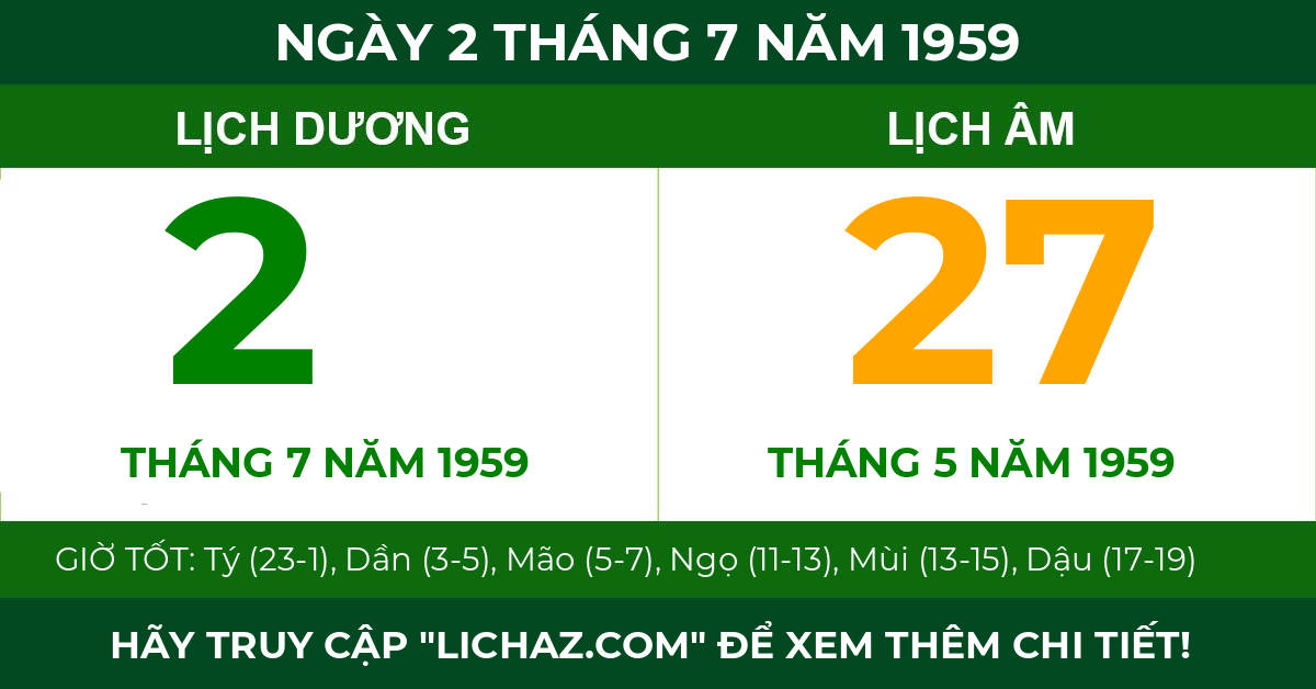 lịch âm ngày 2 tháng 7 năm 1959