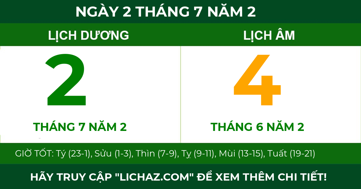 lịch âm ngày 2 tháng 7 năm 2