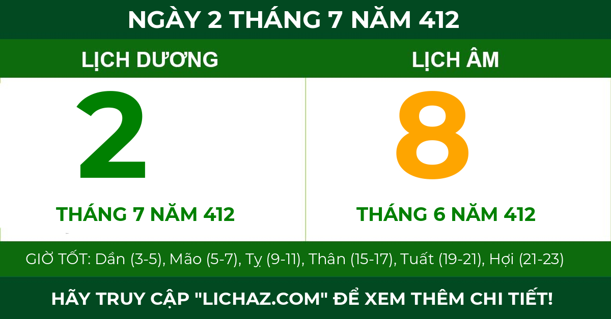 lịch âm ngày 2 tháng 7 năm 412