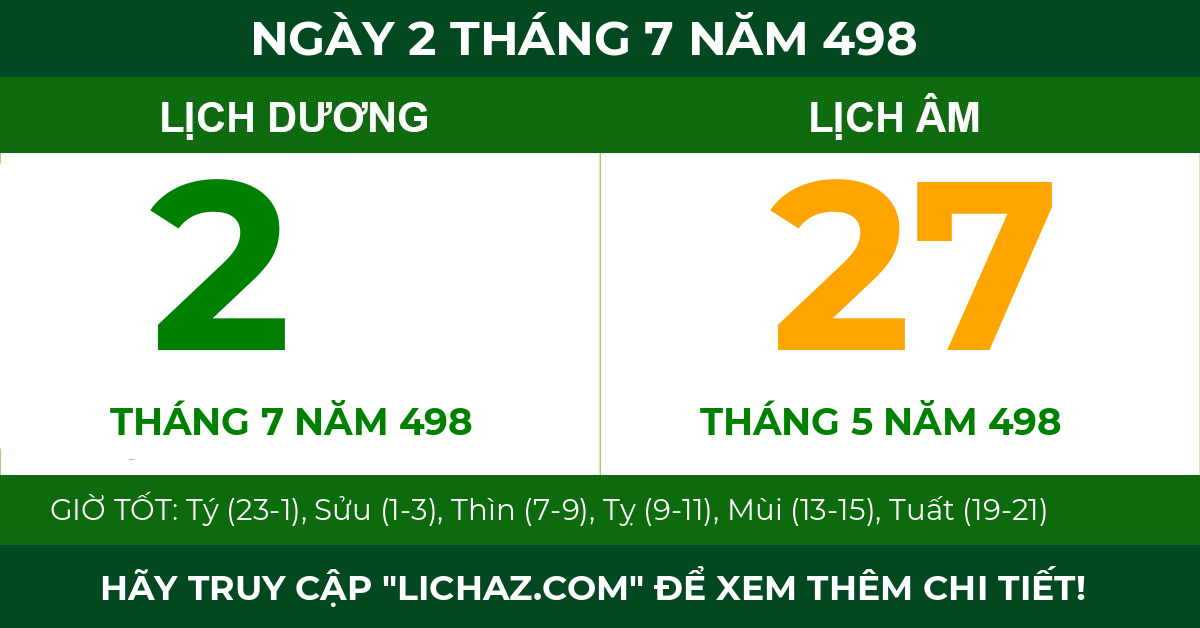lịch âm ngày 2 tháng 7 năm 498