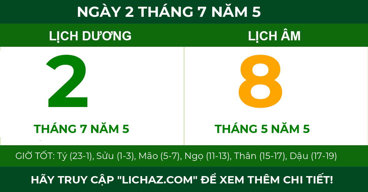 lịch âm ngày 2 tháng 7 năm 5