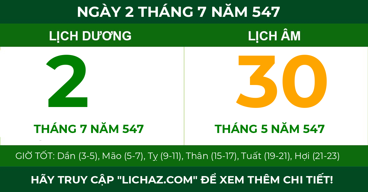 lịch âm ngày 2 tháng 7 năm 547