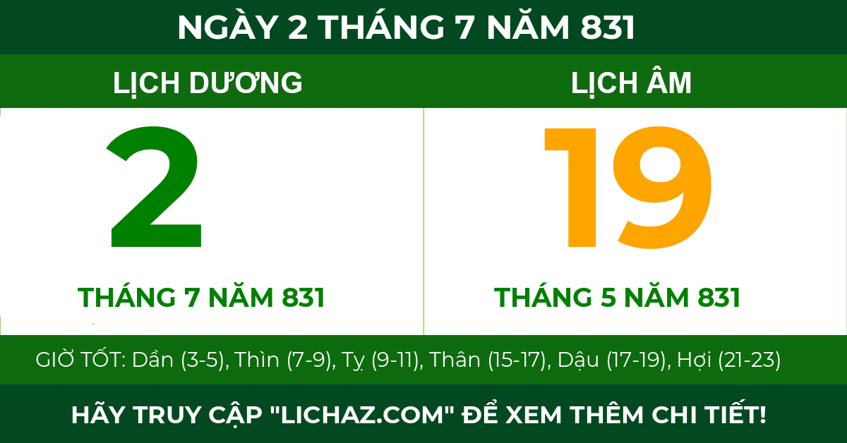 lịch âm ngày 2 tháng 7 năm 831