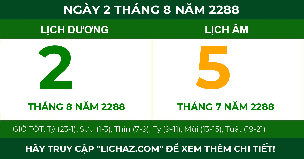 lịch âm ngày 2 tháng 8 năm 2288
