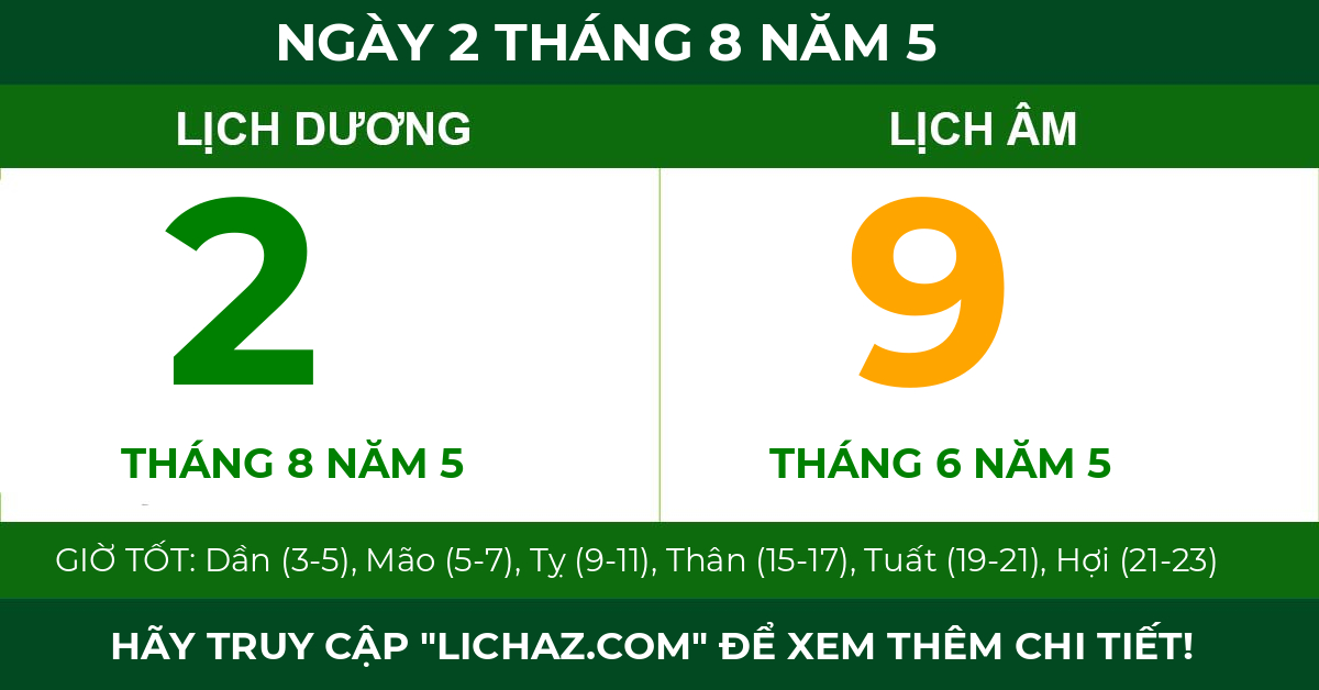 lịch âm ngày 2 tháng 8 năm 5