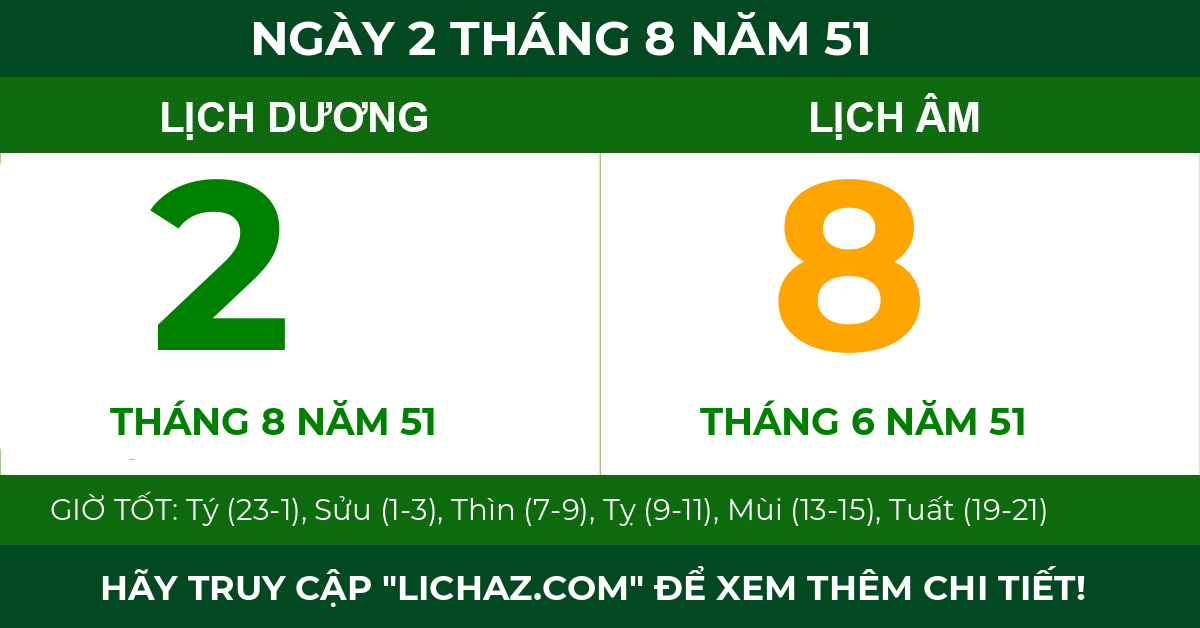 lịch âm ngày 2 tháng 8 năm 51