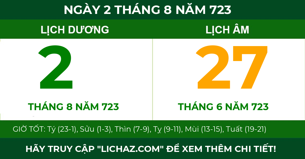 lịch âm ngày 2 tháng 8 năm 723