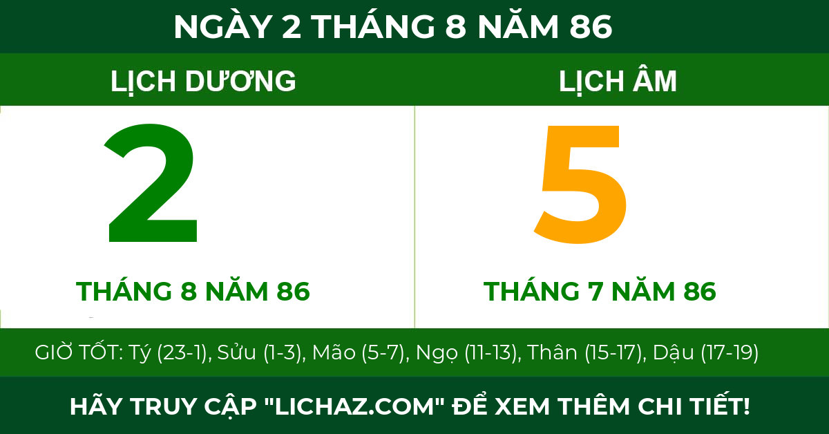 lịch âm ngày 2 tháng 8 năm 86