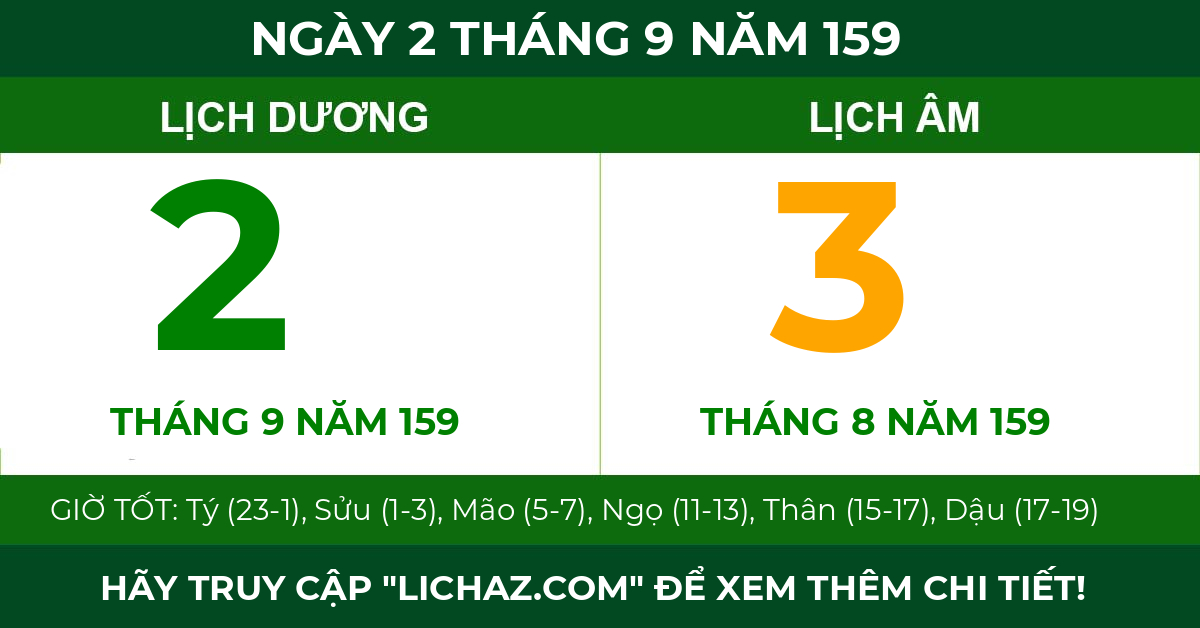 lịch âm ngày 2 tháng 9 năm 159