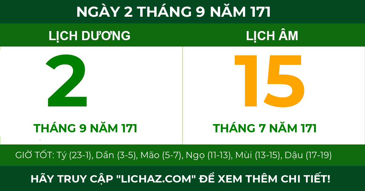 lịch âm ngày 2 tháng 9 năm 171