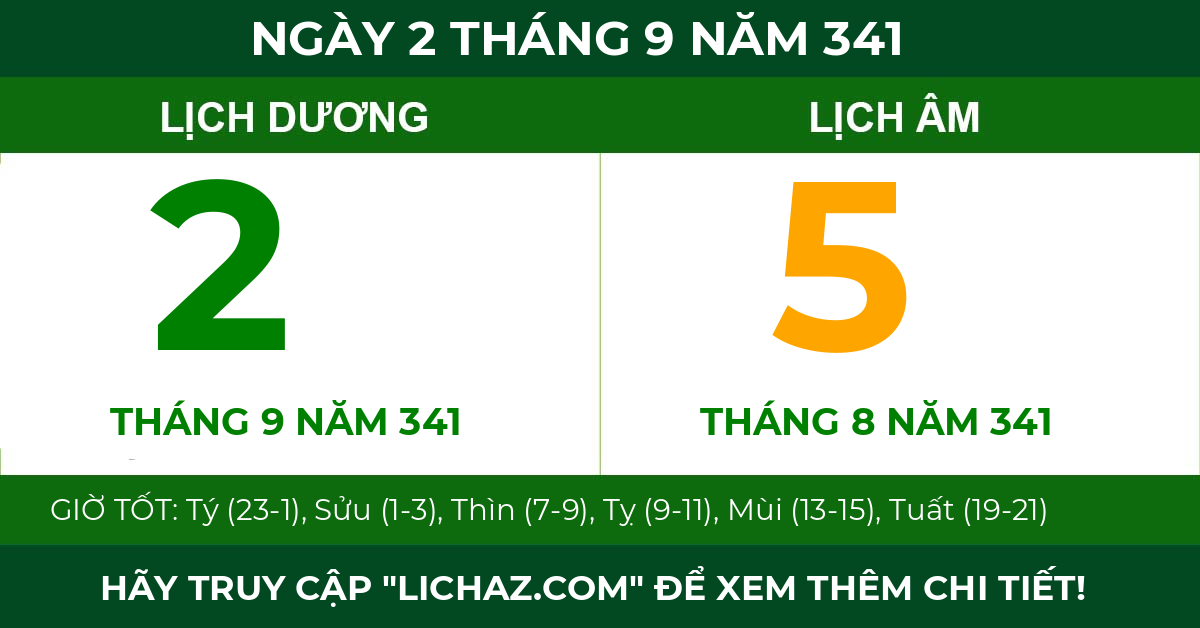 lịch âm ngày 2 tháng 9 năm 341