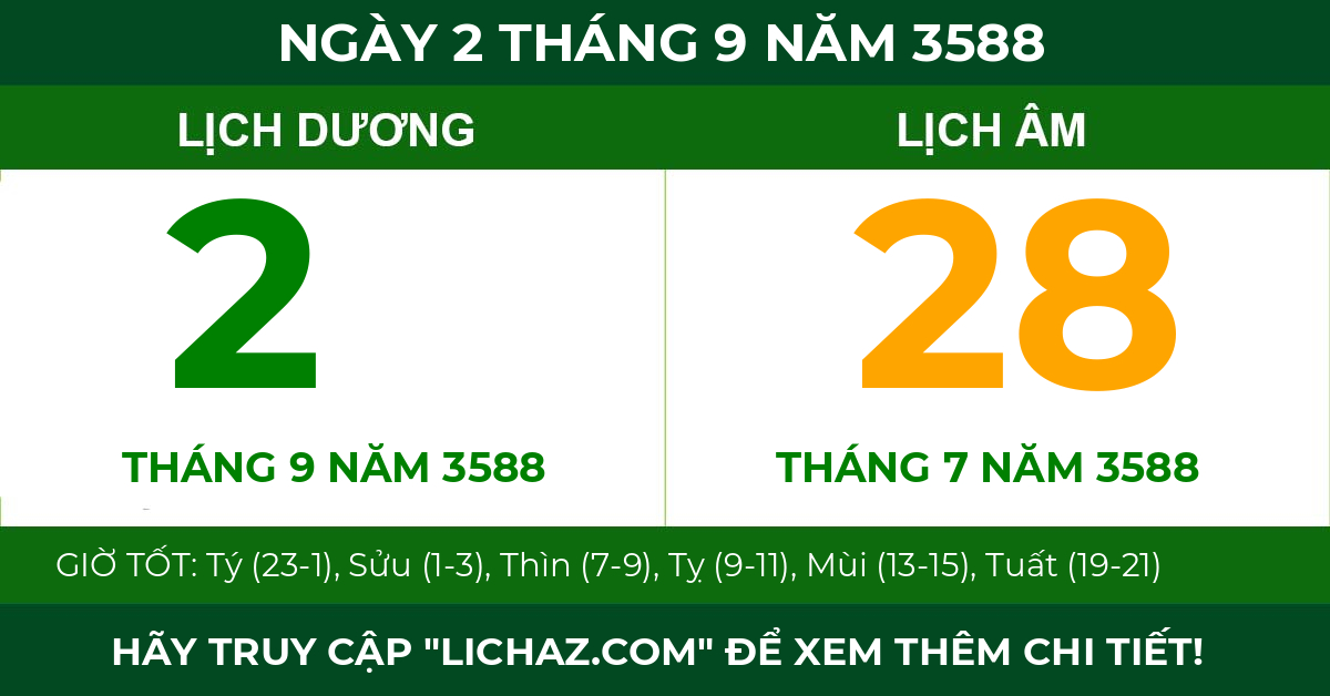 lịch âm ngày 2 tháng 9 năm 3588
