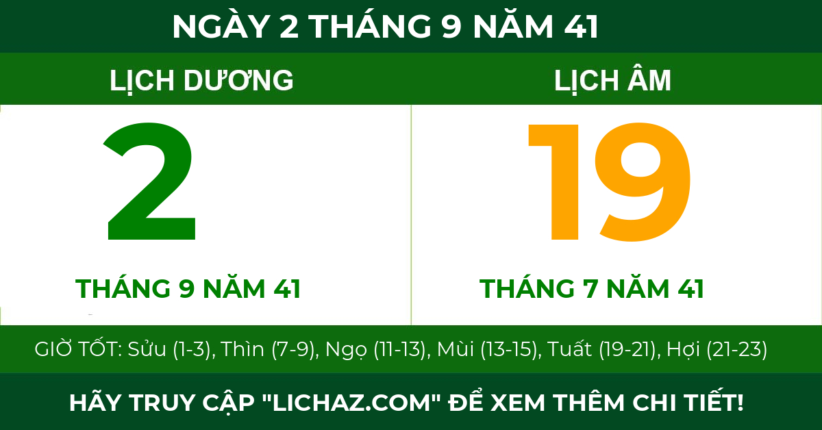 lịch âm ngày 2 tháng 9 năm 41