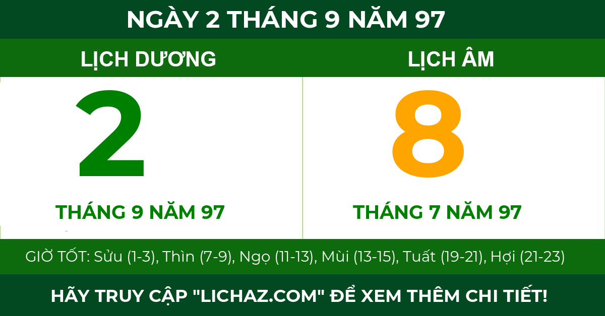 lịch âm ngày 2 tháng 9 năm 97
