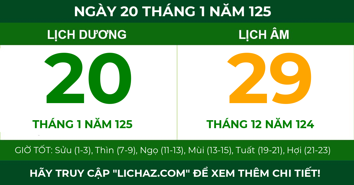 lịch âm ngày 20 tháng 1 năm 125