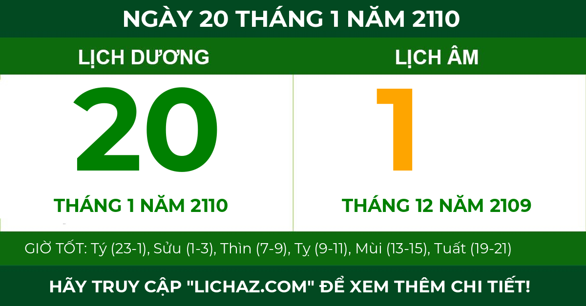 lịch âm ngày 20 tháng 1 năm 2110