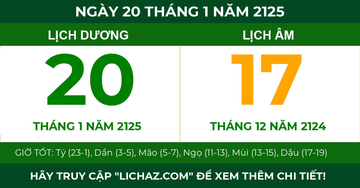 lịch âm ngày 20 tháng 1 năm 2125