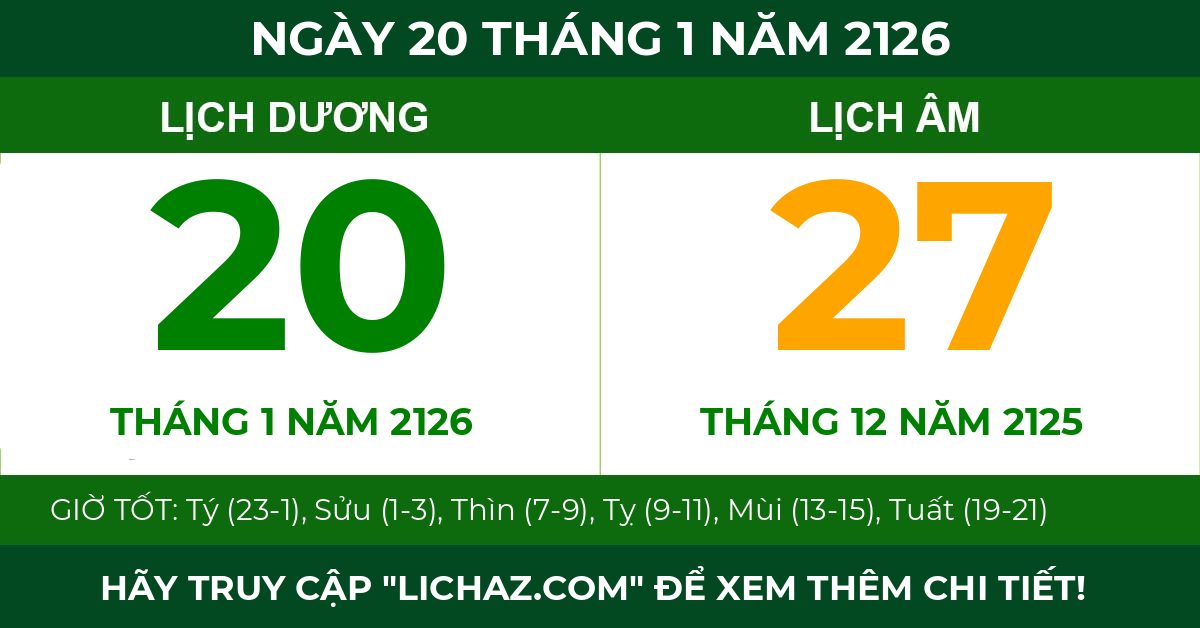 lịch âm ngày 20 tháng 1 năm 2126