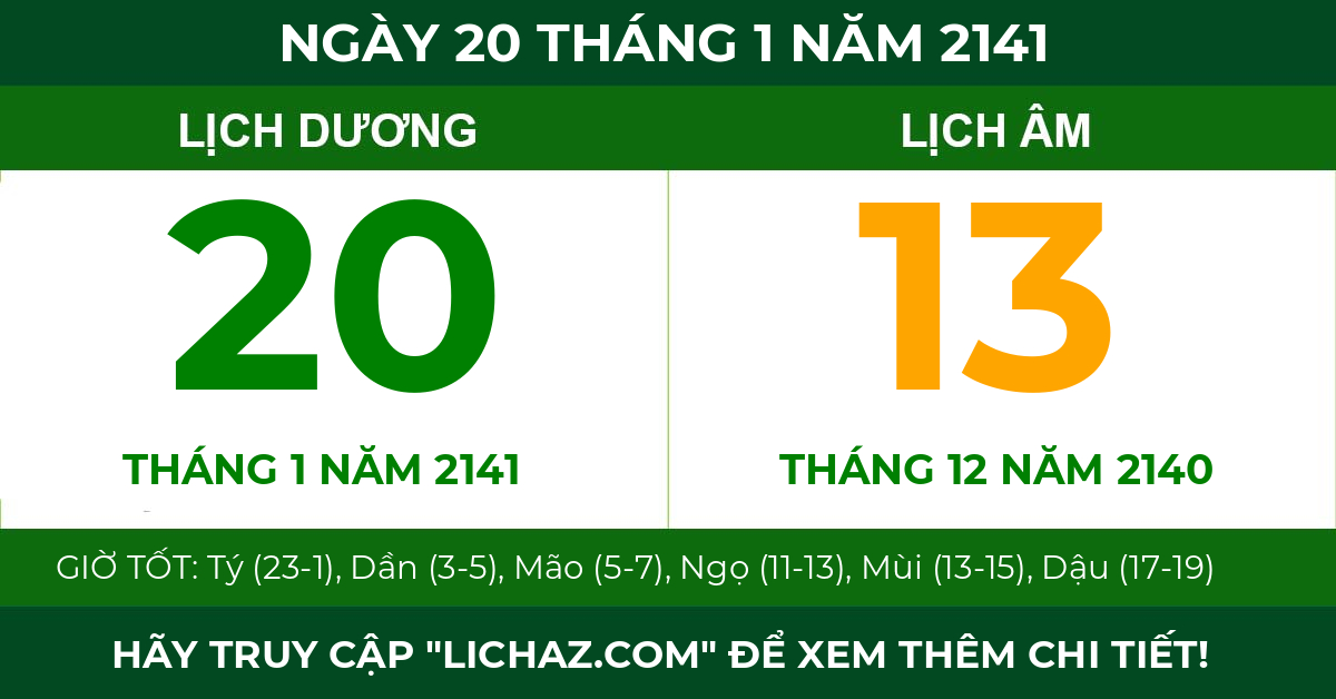 lịch âm ngày 20 tháng 1 năm 2141