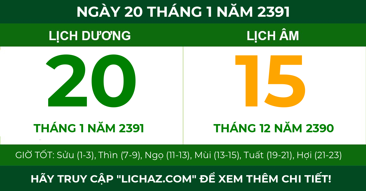 lịch âm ngày 20 tháng 1 năm 2391