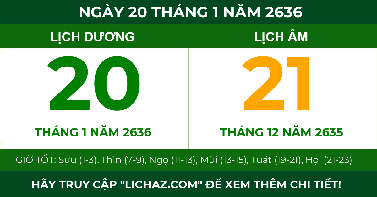 lịch âm ngày 20 tháng 1 năm 2636