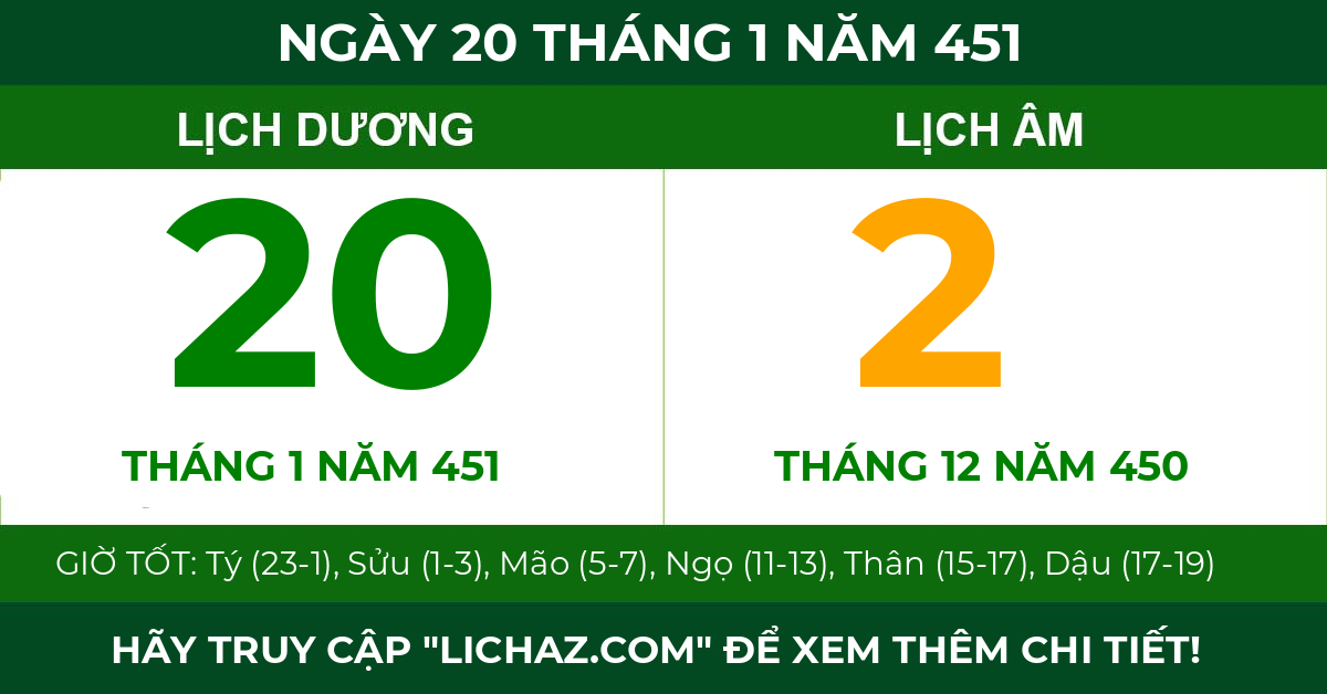 lịch âm ngày 20 tháng 1 năm 451