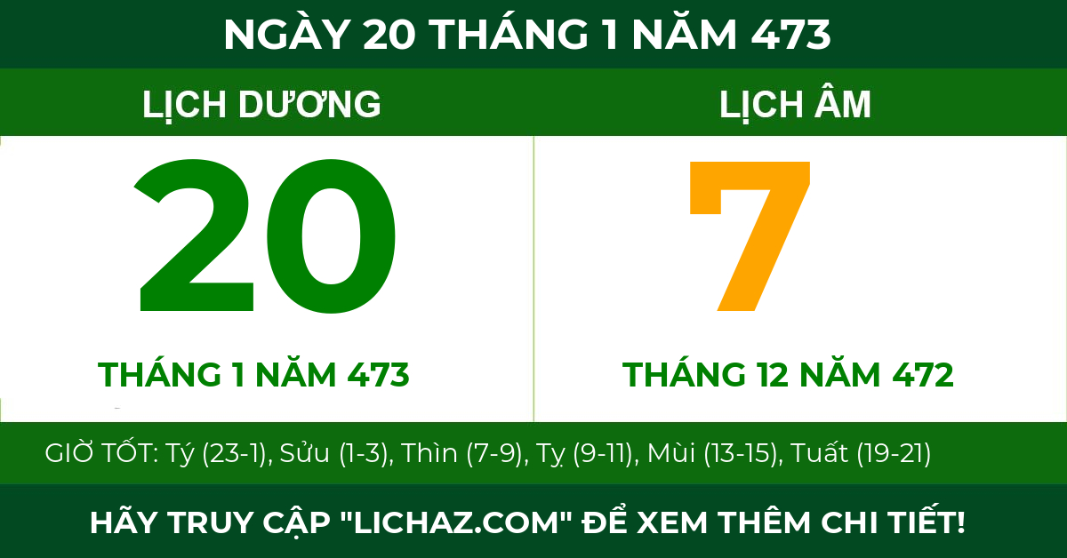 lịch âm ngày 20 tháng 1 năm 473