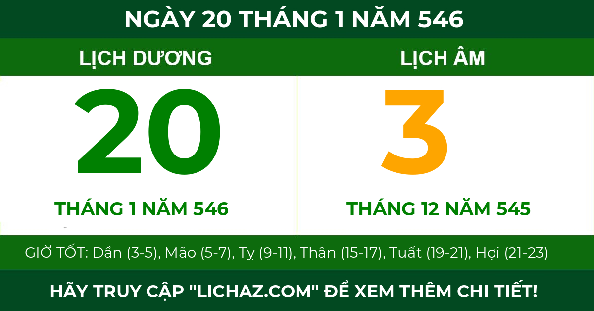 lịch âm ngày 20 tháng 1 năm 546