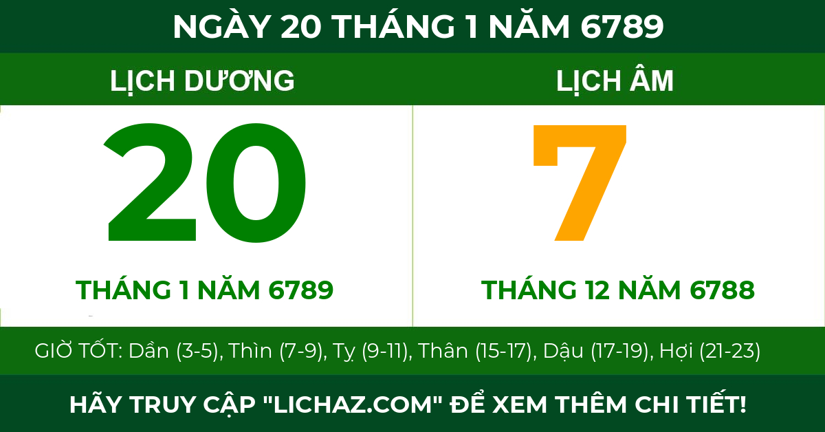 lịch âm ngày 20 tháng 1 năm 6789