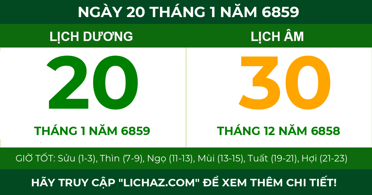 lịch âm ngày 20 tháng 1 năm 6859