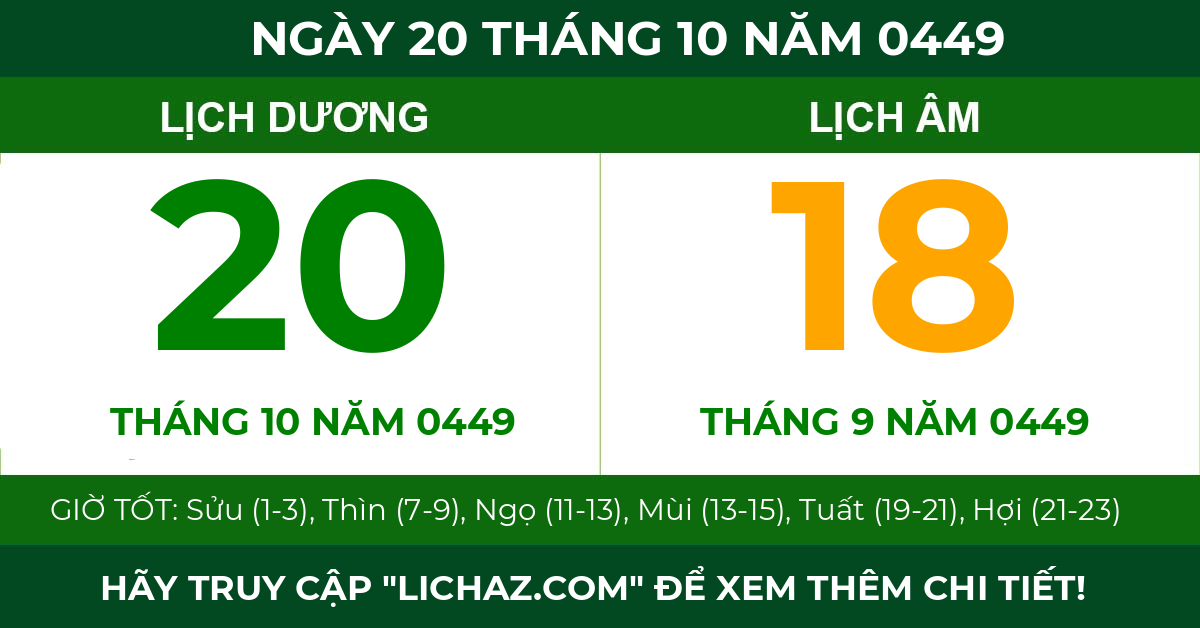 lịch âm ngày 20 tháng 10 năm 0449
