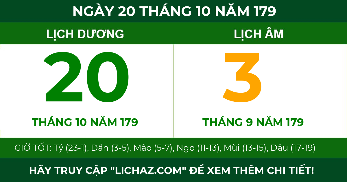lịch âm ngày 20 tháng 10 năm 179