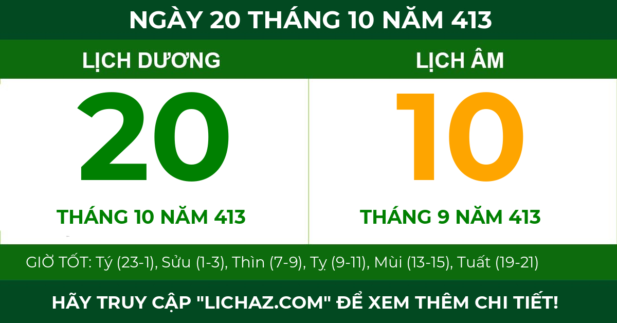 lịch âm ngày 20 tháng 10 năm 413