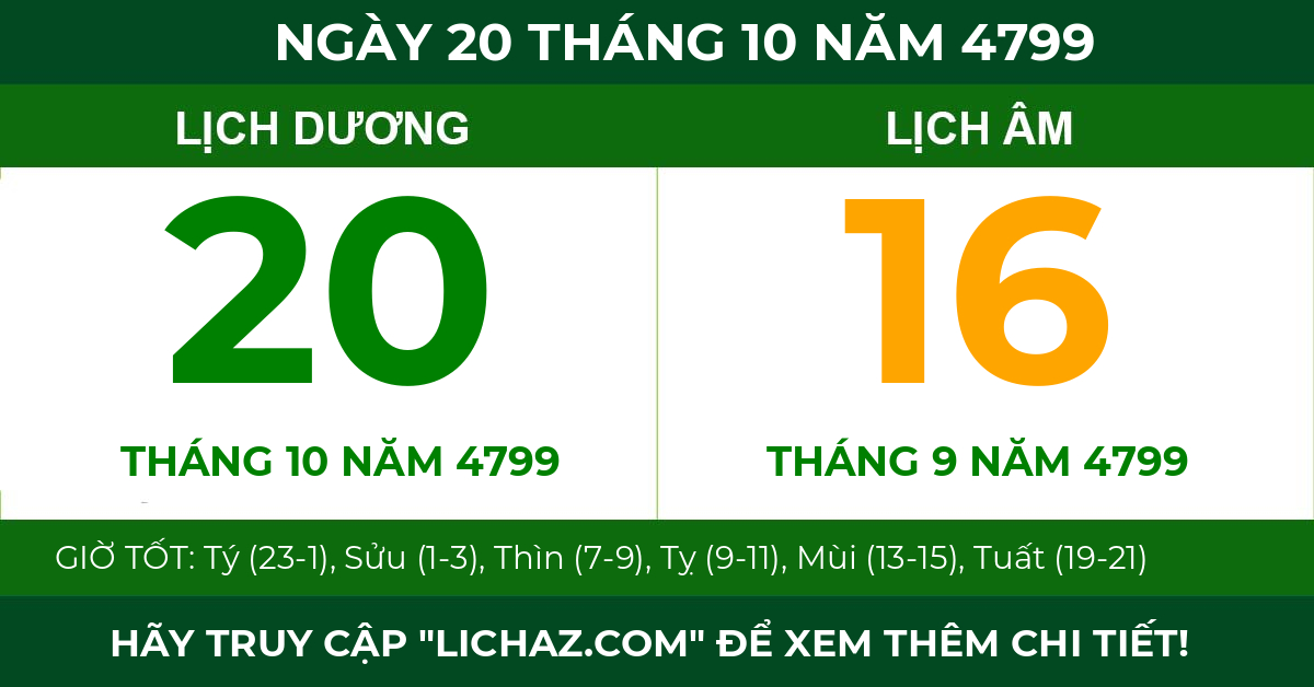 lịch âm ngày 20 tháng 10 năm 4799